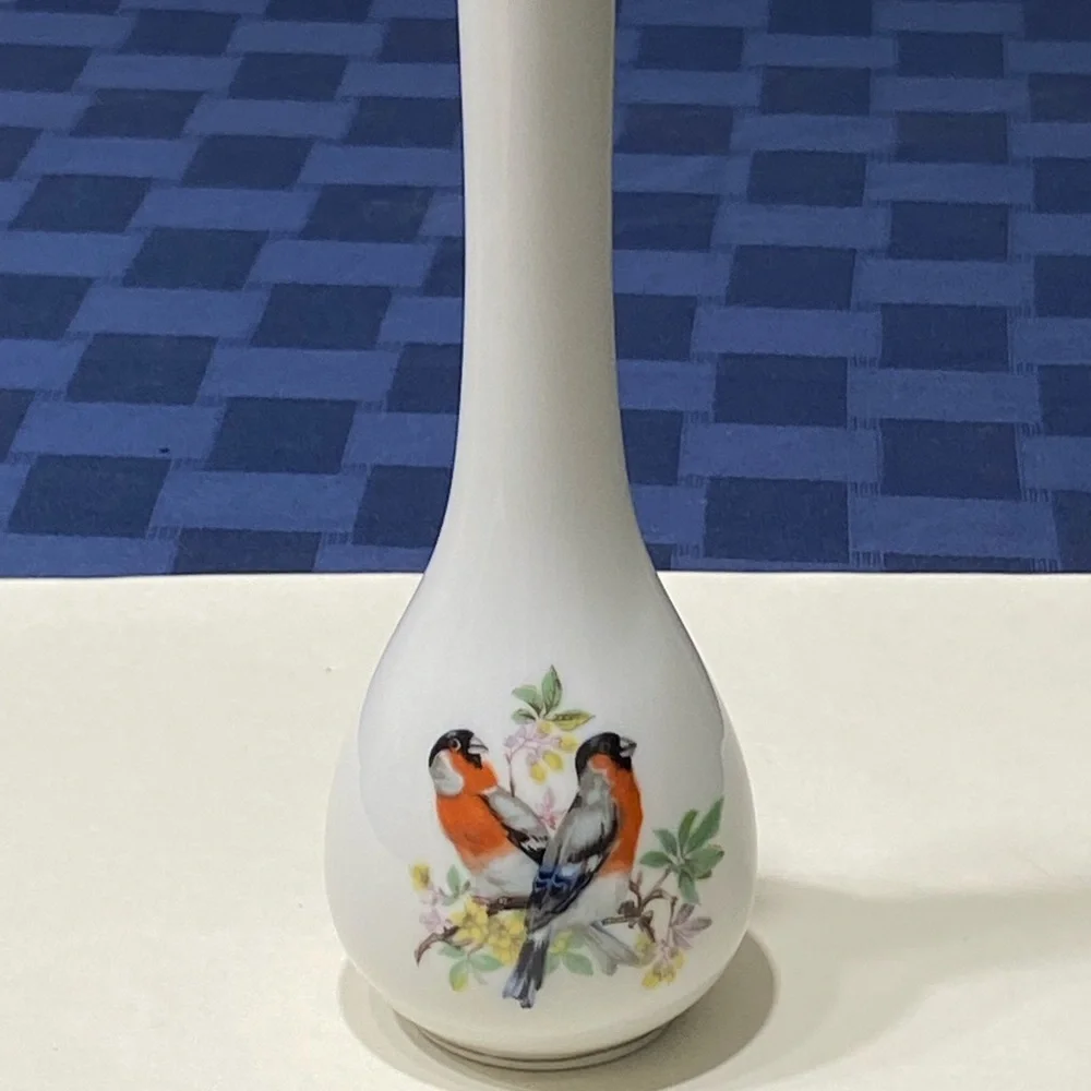 Vintage‎ Porcelain Birds Motif Bud Vase